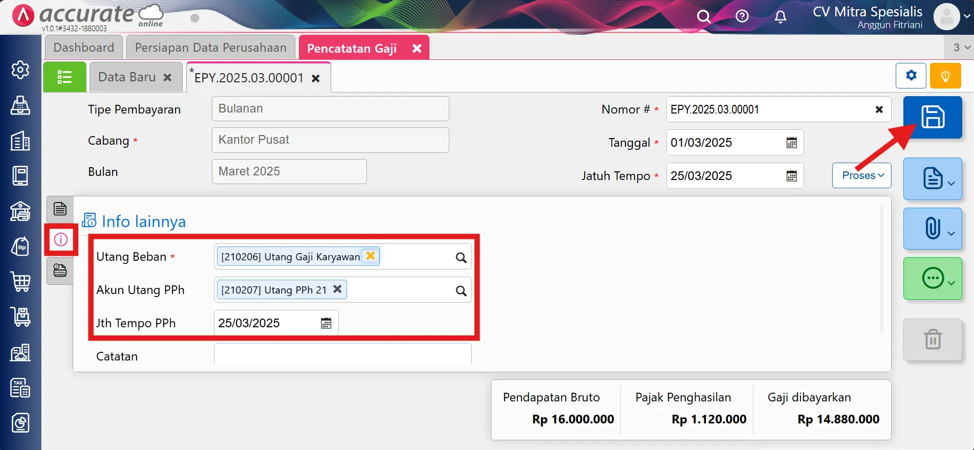 mencatat & menghitung PPh 21 bonus/THR karyawan